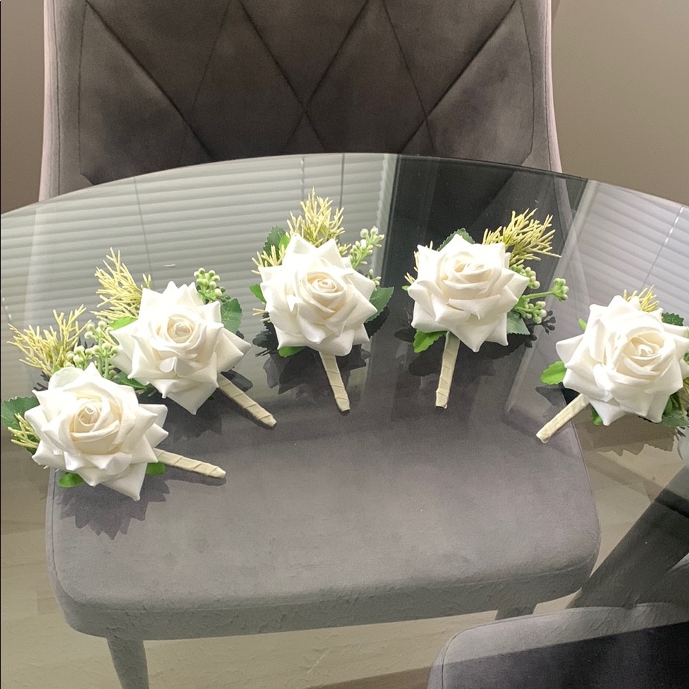 Elegant White Rose Boutonnieres